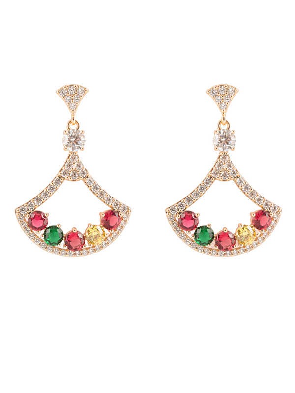 Aurora Royale Fan Drop Earrings | Gold-Plated Stainless Steel – KZ8812309