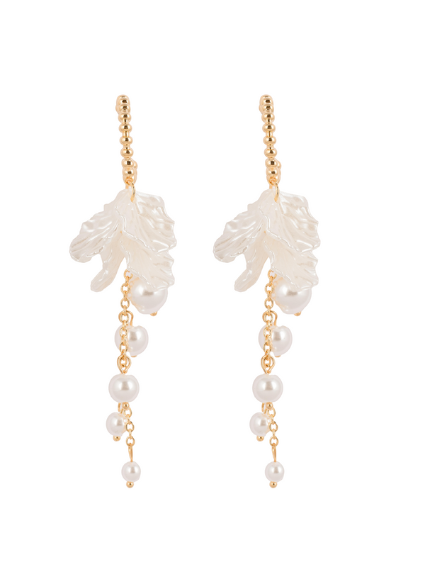 Ivory Leaf Drop Earrings | Gold-Plated Stainless Steel– KZ8812314
