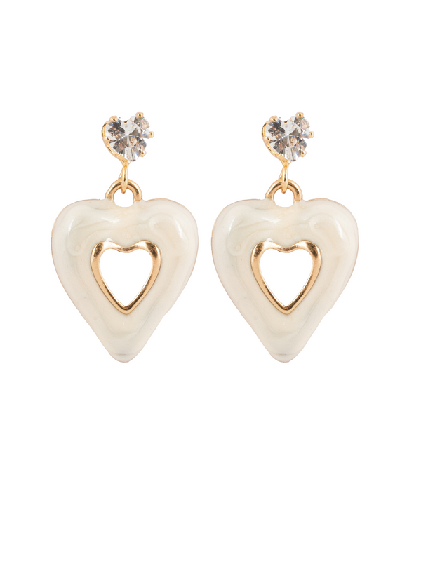 Gold Tone Heart Drop With Crystal Stud | Gold-Plated Stainless Steel – KZ8812322