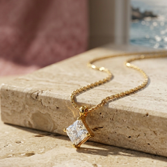 Astra Diamond Drop Necklace | Gold-Plated Stainless Steel – KZ88123175