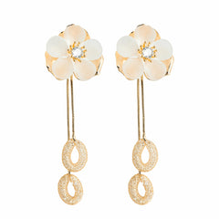 Aurora Bloom Floral Drop Earrings | Gold-Plated Stainless Steel – KZ8812320