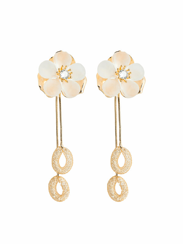 Aurora Bloom Floral Drop Earrings | Gold-Plated Stainless Steel – KZ8812320