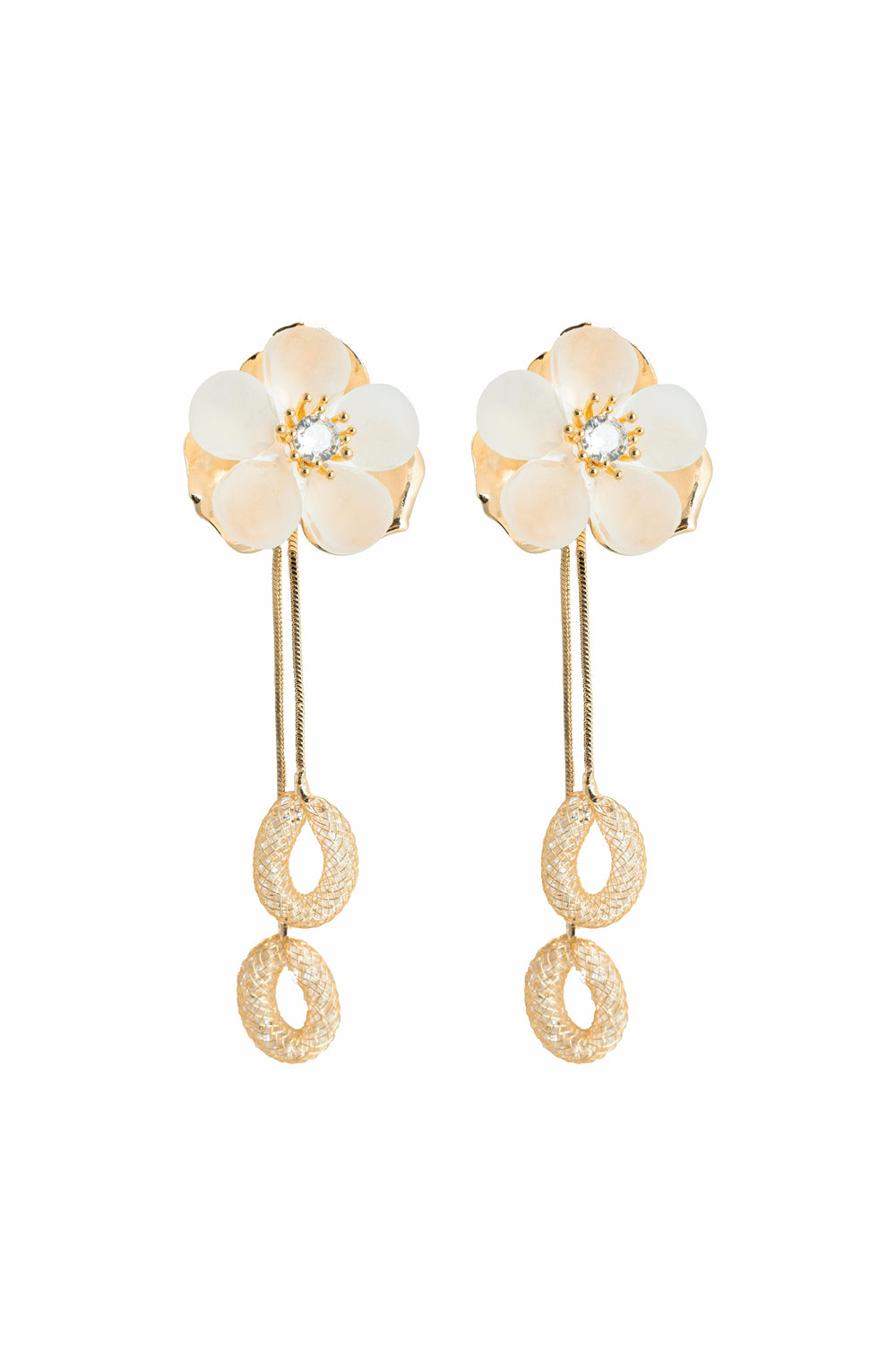 Aurora Bloom Floral Drop Earrings | Gold-Plated Stainless Steel – KZ8812320