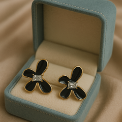 Black Butterfly Petal Studs | Gold-Plated Stainless Steel  – KZ8812329