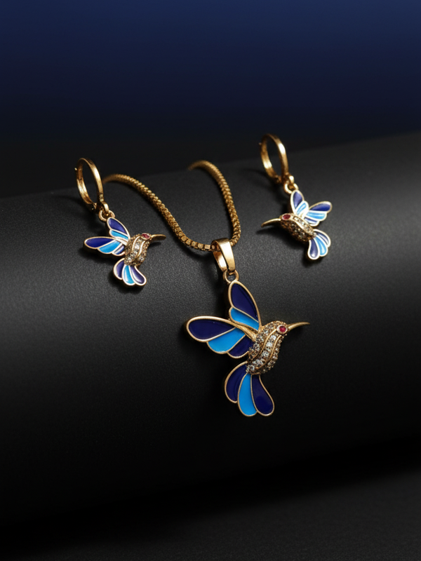 Blue Aurora Bird Jewelry Set | Gold-Plated Stainless Steel– KZ8812347