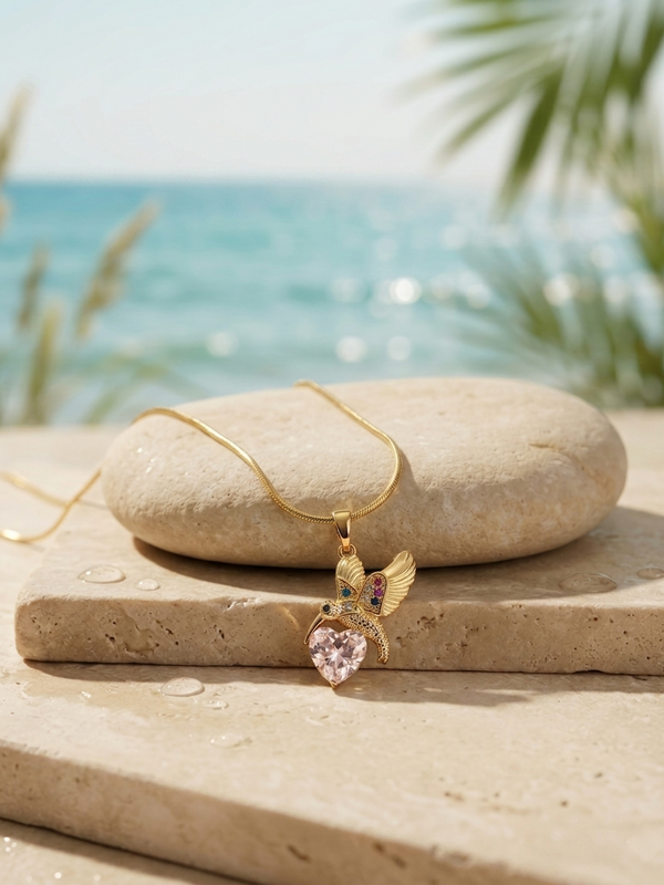 Celeste Hummingbird Pendant | Gold-Plated Stainless Steel – KZ88123146