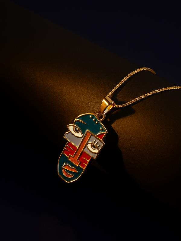 Picasso Style Face Art Necklace | Gold-Plated Stainless Steel– KZ8812328