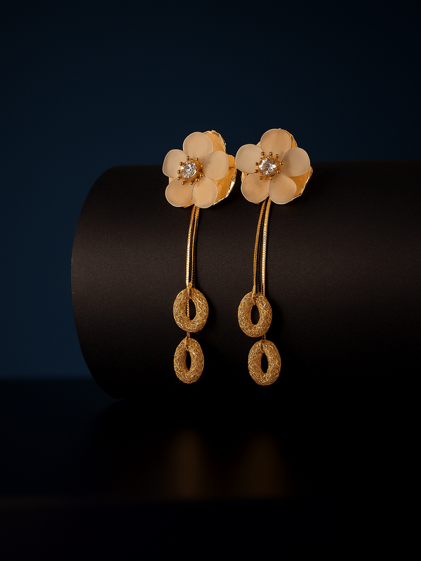 Aurora Bloom Floral Drop Earrings | Gold-Plated Stainless Steel – KZ8812320