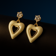 Gold Tone Heart Drop With Crystal Stud | Gold-Plated Stainless Steel – KZ8812322