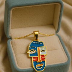 Picasso Style Face Art Necklace | Gold-Plated Stainless Steel– KZ8812328