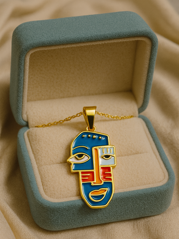 Picasso Style Face Art Necklace | Gold-Plated Stainless Steel– KZ8812328