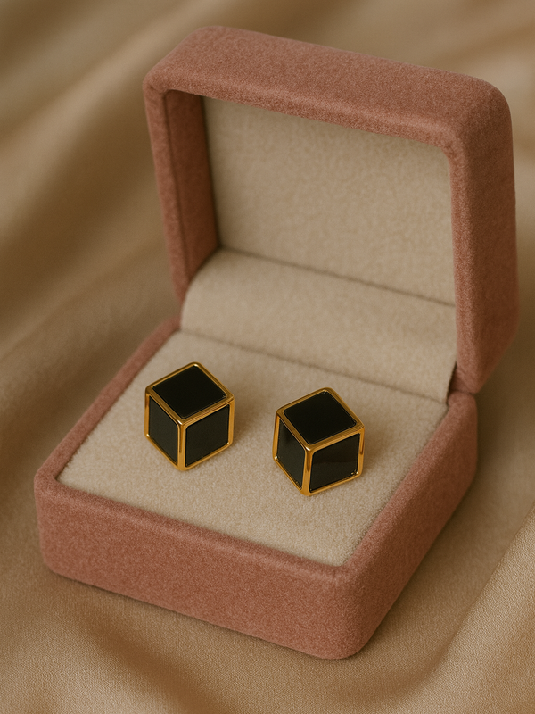 Imperial Black Box Studs | Gold-Plated Stainless Steel – KZ8812337