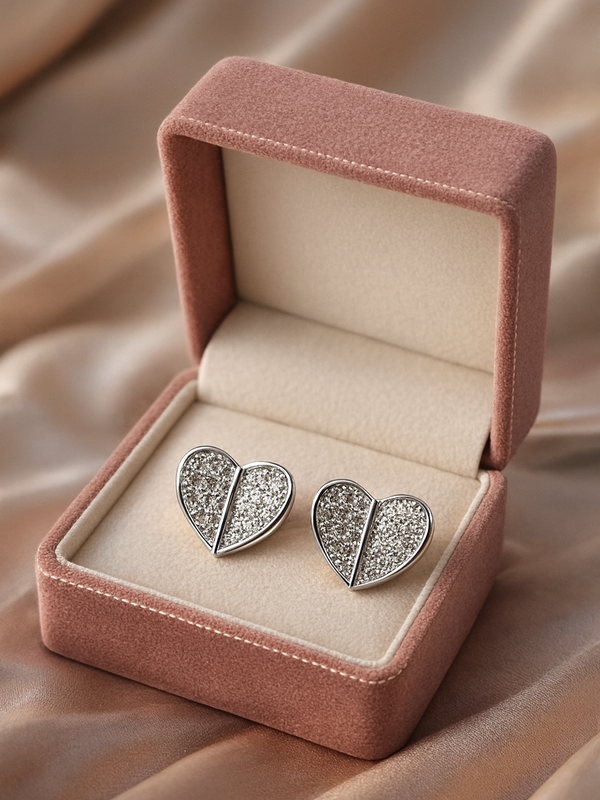Diamond Split Heart Studs | Gold-Plated Stainless Steel – KZ8812331