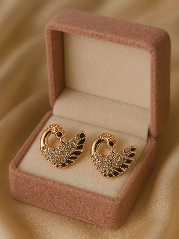 Royal Swan Sparkle Studs | Gold-Plated Brass – KZ8812346