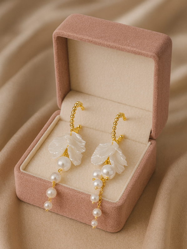 Ivory Leaf Drop Earrings | Gold-Plated Stainless Steel– KZ8812314