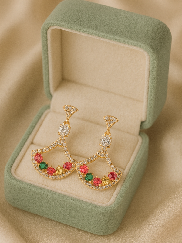 Aurora Royale Fan Drop Earrings | Gold-Plated Stainless Steel – KZ8812309
