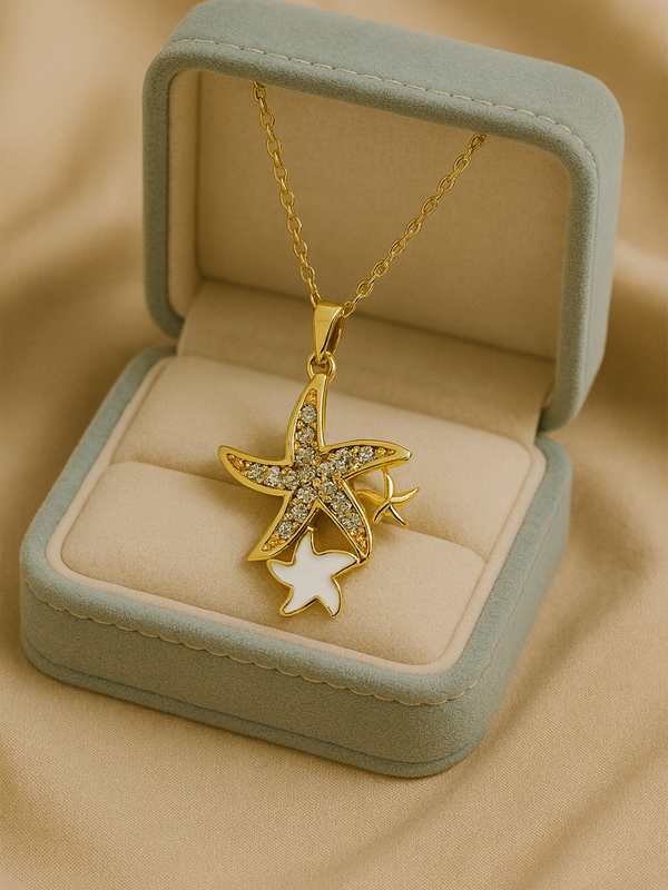 Starfish Sparkle Necklace | Gold-Plated Stainless Steel – KZ8812359