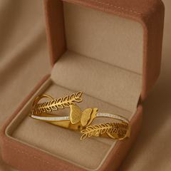 FlutterLeaf Elegance Kada | Gold-Plated Stainless Steel – KZ8812365