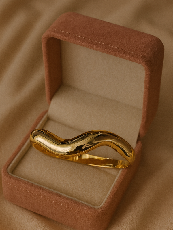 Regal Twist Statement Kada – | Gold-Plated Stainless Steel -KZ8812371