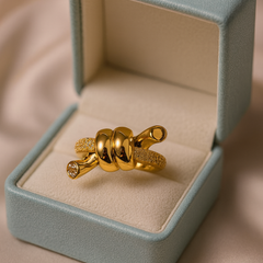 Golden Knot Statement Ring | Adjustable Gold-Plated Stainless Steel–KZ8812395