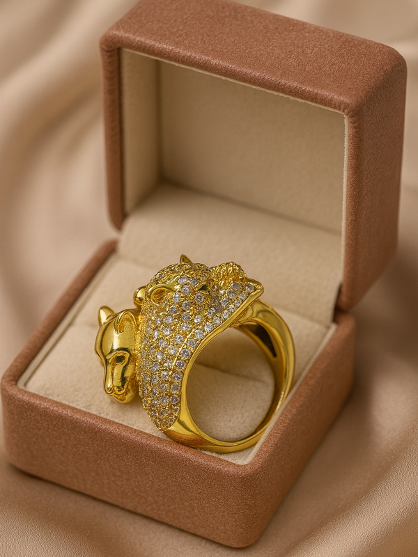 Panther Power Ring | Adjustable Gold-Plated Stainless Steel–KZ8812397