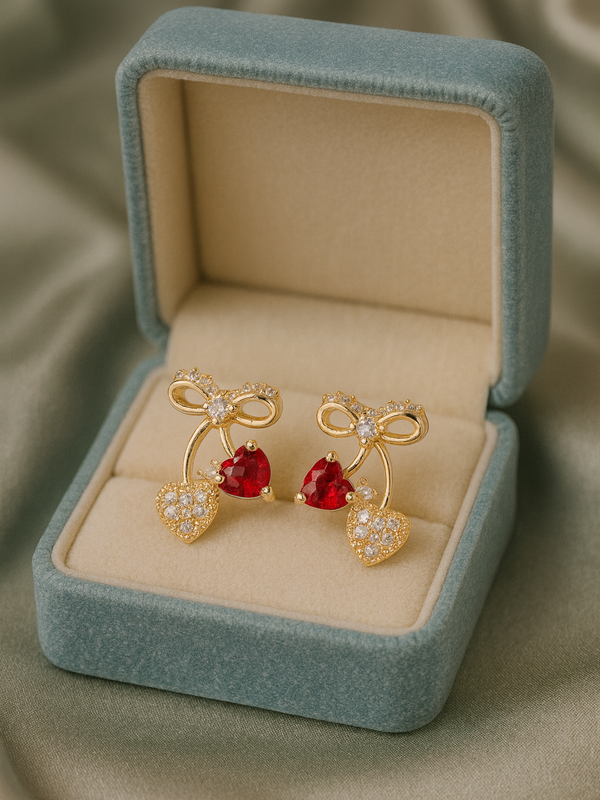 Love Ruby Knot Earrings | Gold-Plated Stainless Steel– KZ8812316