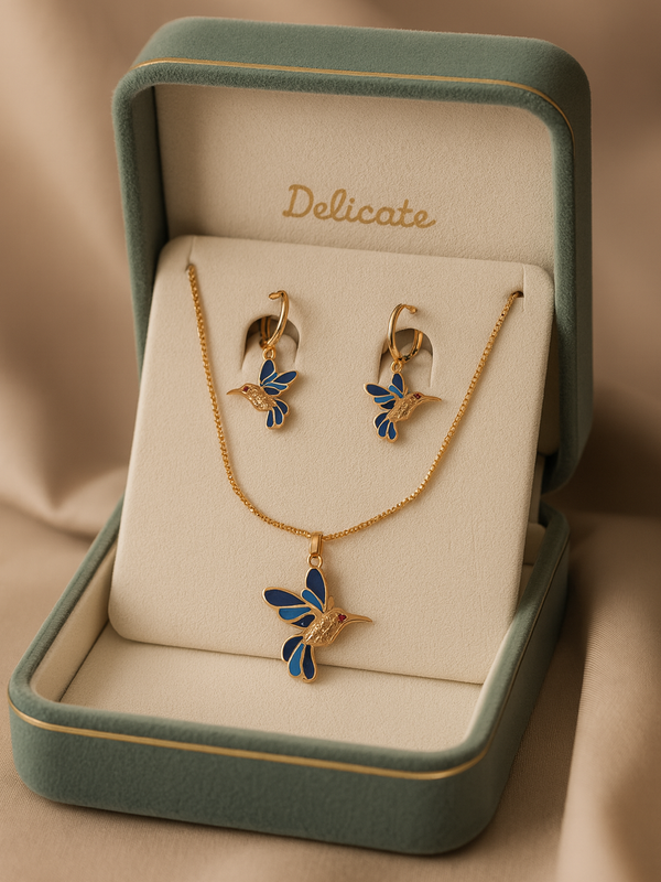 Blue Aurora Bird Jewelry Set | Gold-Plated Stainless Steel– KZ8812347