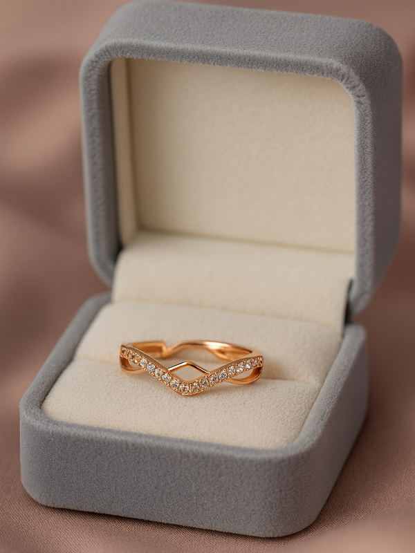 V-Cut Elegance Ring |  Gold-Plated Brass Adjustable Ring – SCB8812380