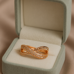 Diamond Knot Ring | Gold-Plated Brass Adjustable Ring– SCB8812381
