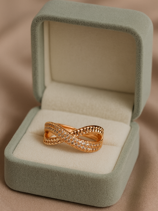 Diamond Knot Ring | Gold-Plated Brass Adjustable Ring– SCB8812381