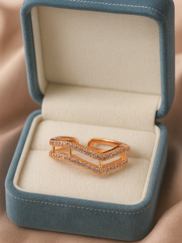 Luxe Layered Ring |  Gold-Plated Brass Adjustable Ring  – SCB8812379