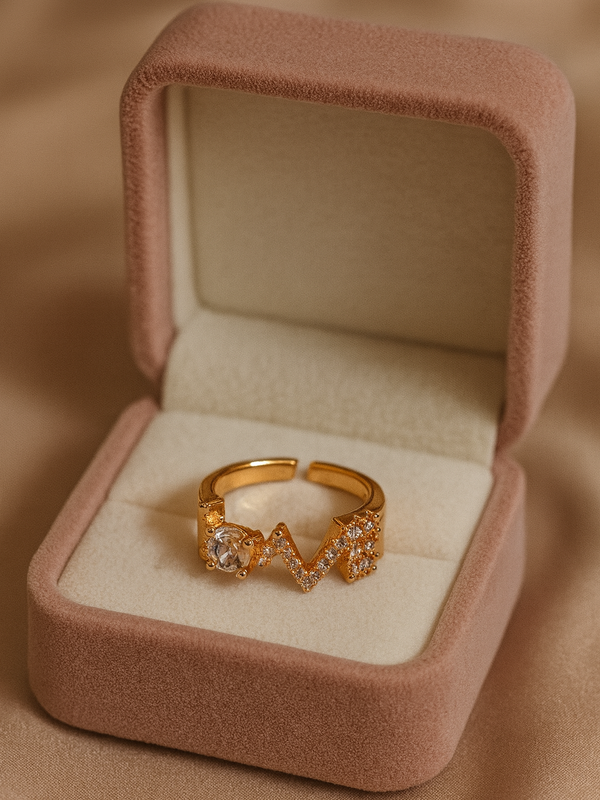 Love Letter Ring | Gold-Plated Brass Adjustable Ring–SCB8812383