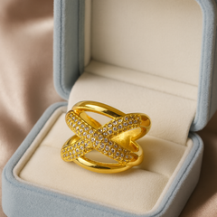 CrossGlow Ring | Adjustable Gold-Plated Stainless Steel–KZ8812398