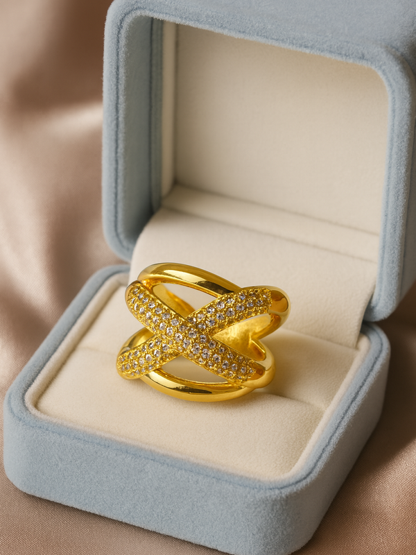 CrossGlow Ring | Adjustable Gold-Plated Stainless Steel–KZ8812398