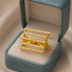 Diamond Stripes Band | Adjustable Gold-Plated Stainless Steel–KZ88123103