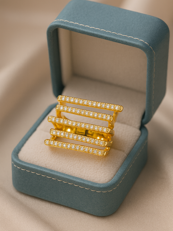 Diamond Stripes Band | Adjustable Gold-Plated Stainless Steel–KZ88123103