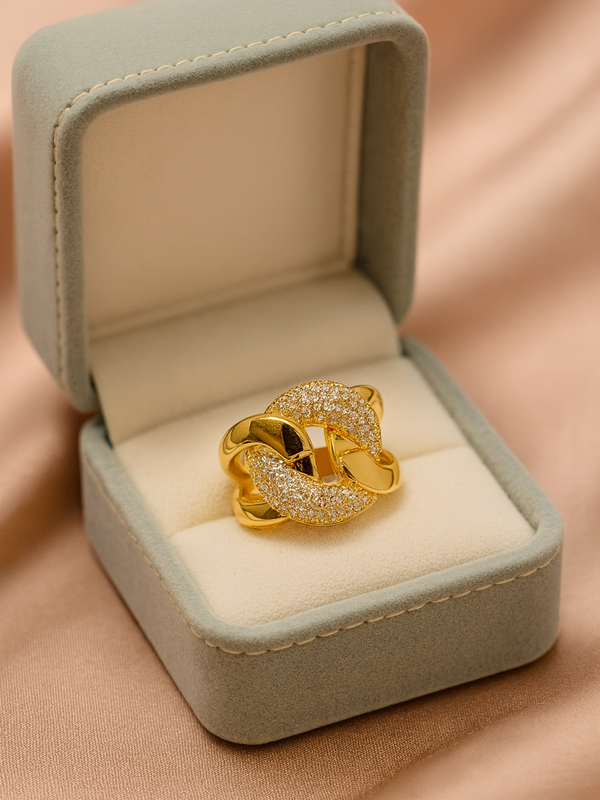 Royal Knot Ring | Adjustable Gold-Plated Stainless Steel–KZ8812392