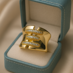 Triple Luxe Ring | Adjustable Gold-Plated Stainless Steel–KZ8812396