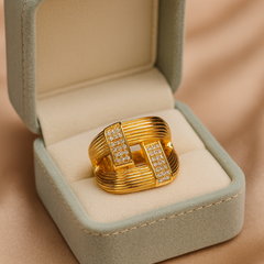 Golden Vogue Ring | Adjustable Gold-Plated Stainless Steel–KZ8812399