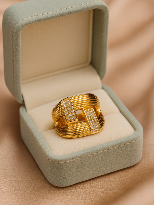 Golden Vogue Ring | Adjustable Gold-Plated Stainless Steel–KZ8812399