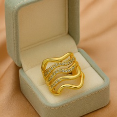 Ocean Wave Ring | Adjustable Gold-Plated Stainless Steel–KZ88123101