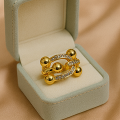 Royal Crest Ring | Adjustable Gold-Plated Stainless Steel–KZ8812394