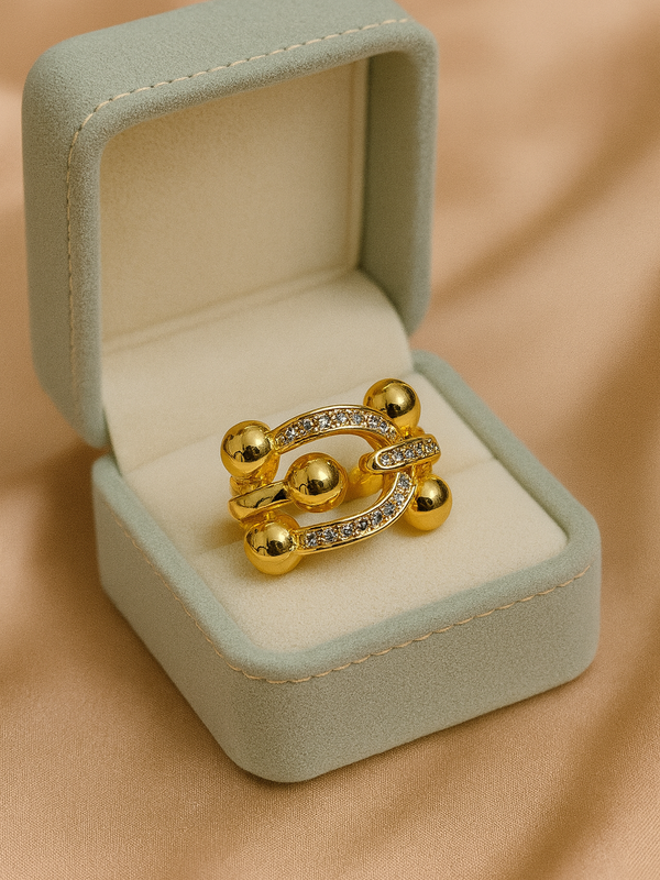 Royal Crest Ring | Adjustable Gold-Plated Stainless Steel–KZ8812394