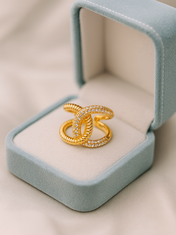 Interlock Glam Ring | Adjustable Gold-Plated Stainless Steel–KZ88123100