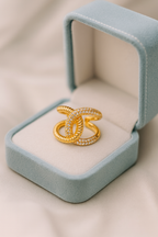 Interlock Glam Ring | Adjustable Gold-Plated Stainless Steel–KZ88123100