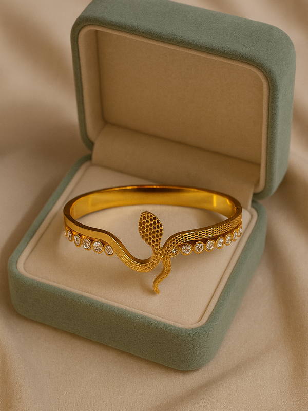 Crystal Cobra Elegance Kada | Gold-Plated Stainless Steel– KZ8812362