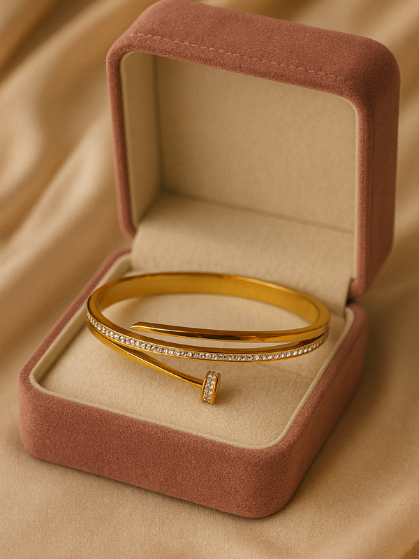 Diamond Curve Signature Kada | Gold-Plated Stainless Steel – KZ8812364