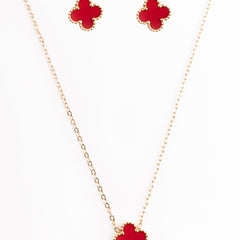 Clover Pendant & Studs Jewelry Set | Gold-Plated Stainless Steel  – KZ8812321