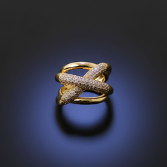CrossGlow Ring | Adjustable Gold-Plated Stainless Steel–KZ8812398