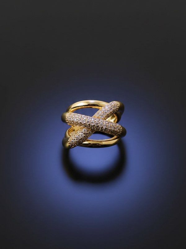 CrossGlow Ring | Adjustable Gold-Plated Stainless Steel–KZ8812398